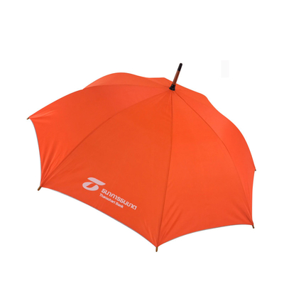 Auto Open Full Body Umbrella Orange Custom Bank Logo Hook Maniglia con 100cm di diametro