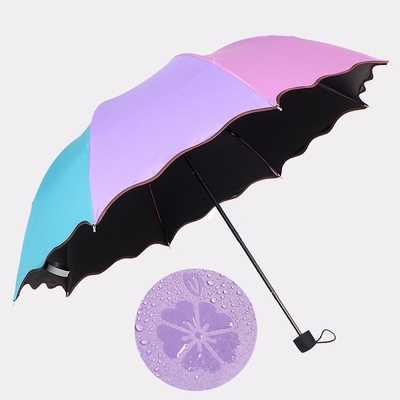 Ombrello pieghevole con fiori Effetto fiore Flusso di metallo Flusso magico Cambiamento di colore Tutto in 1