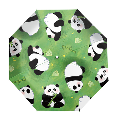 Ombrello completamente automatico di design Panda per bambini e adulti 3 pieghe auto aperto impermeabile