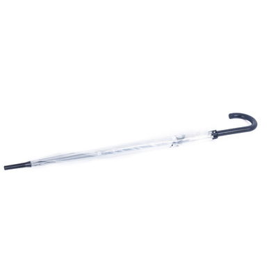 Parasole in PVC trasparente a colori rettilineo con bastoncino a tre pieghe per tutti in una funzione