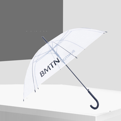 Parasole in PVC trasparente a colori rettilineo con bastoncino a tre pieghe per tutti in una funzione