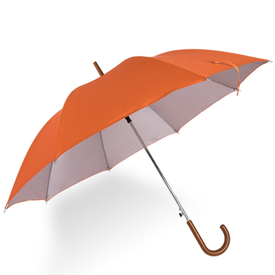 Auto Open Full Body Umbrella Orange Custom Bank Logo Hook Maniglia con 100cm di diametro
