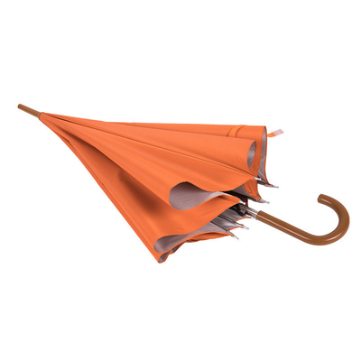 Auto Open Full Body Umbrella Orange Custom Bank Logo Hook Maniglia con 100cm di diametro