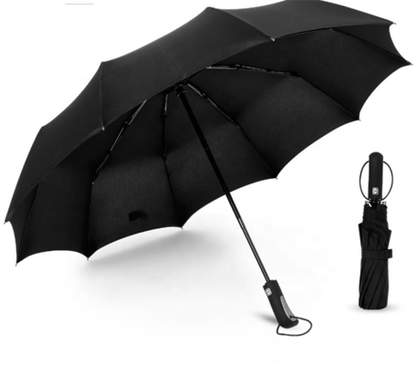 Acciaio nero 10K 190T Pongee Adulti Automatico 3 Pold ombrello con stampe di logo