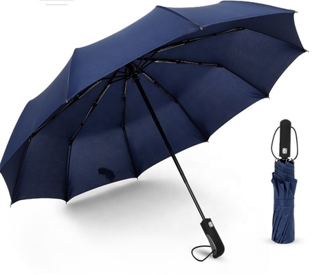 Acciaio nero 10K 190T Pongee Adulti Automatico 3 Pold ombrello con stampe di logo