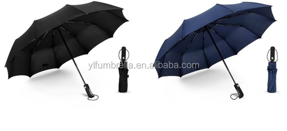 Acciaio nero 10K 190T Pongee Adulti Automatico 3 Pold ombrello con stampe di logo