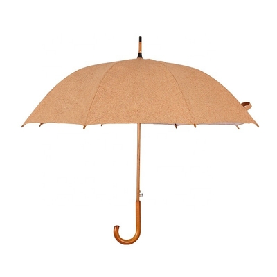 Protezione ecologica ombrello di sughero con albero e maniglia in legno di 105 cm di diametro aperto