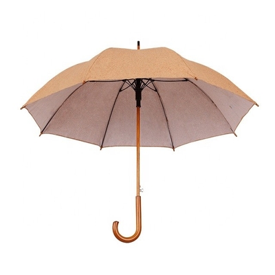 Protezione ecologica ombrello di sughero con albero e maniglia in legno di 105 cm di diametro aperto