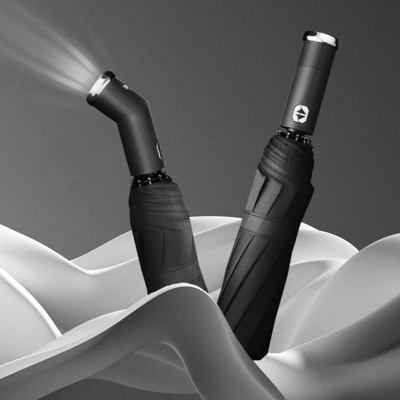 2023 Design Doni d'affari di lusso Automatico pieghevole riflettente Light Up ombrello esterno