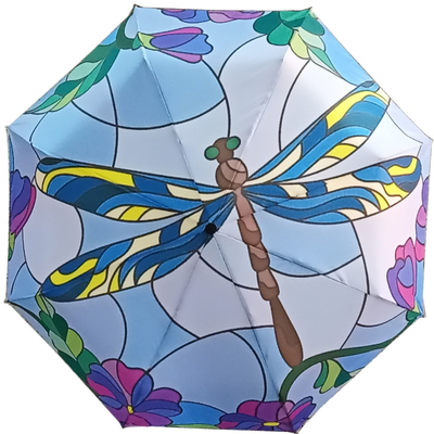 DIY Disegno personalizzato Dragonfly Animal Pattern Triplice ombrello con rivestimento nero