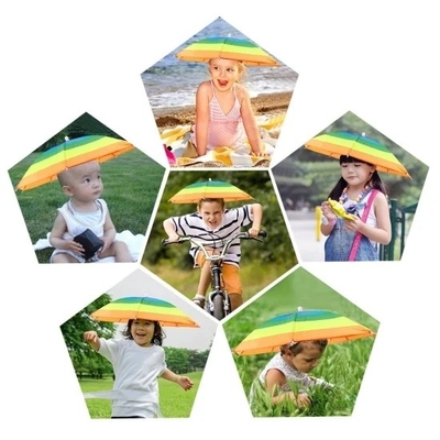 Protezione contro i raggi UV Logo personalizzato Stampa Testa a forma di cappello Ombrello per adulti e bambini