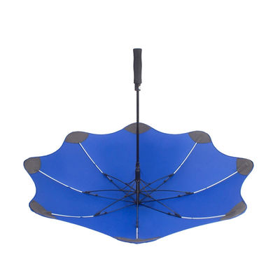 Creativo 8 costole rotonde angolo resistente al vento consigli di sicurezza rettilineo ombrello con logo stampato