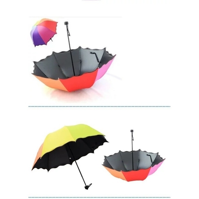 Ombrello pieghevole con fiori Effetto fiore Flusso di metallo Flusso magico Cambiamento di colore Tutto in 1