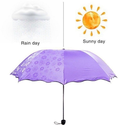 Design minimalista Magico Collegamento UV Sole Pioggia Umbrella a prova di vento a fiore