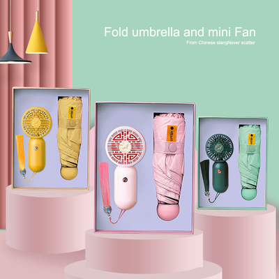 Pongee ombrello 5 Folding Pocket ombrello mini ventilatore e logo personalizzato donna Gift Box