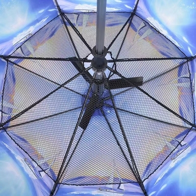Parasole repellente per il mercato esterno con ventilatore integrato e spruzzo d'acqua