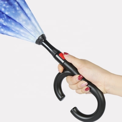 Adulti a prova di vento a forma di C inverso ombrello inverso con pannello Pongee