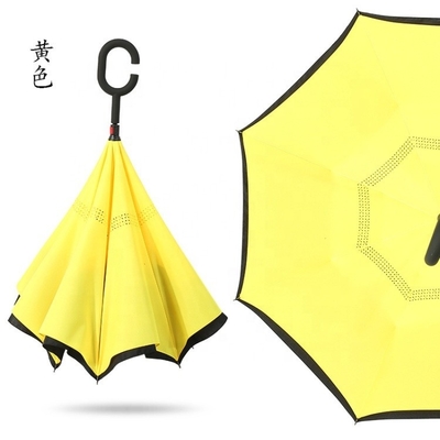 190T PONEGEE Tissu Custom Double Layer C Shape Handle Ombrello Invertito con Stampe Logo