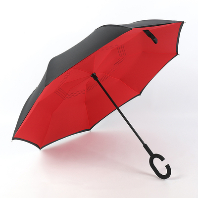 Ombrello pubblicitario con maniglia a forma di C Anti-UV impermeabile Ombrello rettilineo inverso