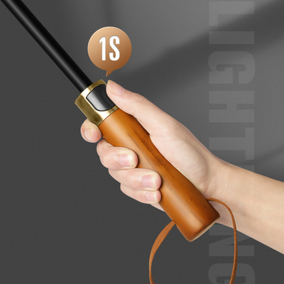 190T Pongee Long Handle 3 Fold Wood Handle ombrello da lavoro maschile Plus Size Windproof Golf Gift Umbrella Logo personalizzato
