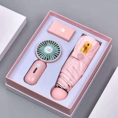 Regalo ombrello con scatola personalizzata tutto in una funzione USB ricaricabile mini ventilatore portatile