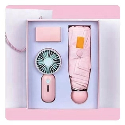 Regalo ombrello con scatola personalizzata tutto in una funzione USB ricaricabile mini ventilatore portatile