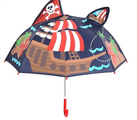Diametro aperto 90cm 19 pollici 8K 190T Pongee Bambini ombrello con orecchie personalizzato e carino
