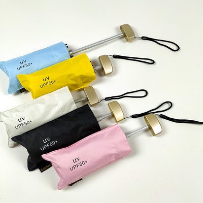 Viaggia con stile con Super Mini Pocket Anti UV Umbrella Gold Metal Fiberglass Rib