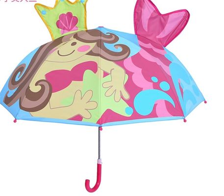 Diametro aperto 90cm 19 pollici 8K 190T Pongee Bambini ombrello con orecchie personalizzato e carino