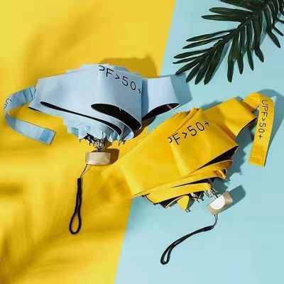 87cm di diametro aperto Protezione UV Mini Dimensione ombrello con costole in fibra di vetro metallica dorata