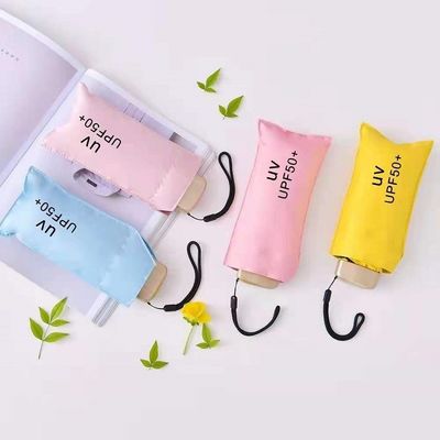 87cm di diametro aperto Protezione UV Mini Dimensione ombrello con costole in fibra di vetro metallica dorata