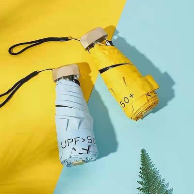 87cm di diametro aperto Protezione UV Mini Dimensione ombrello con costole in fibra di vetro metallica dorata