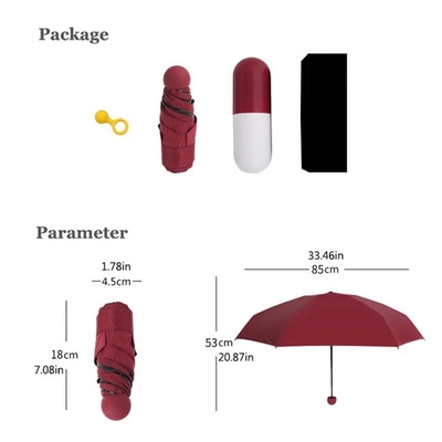 Classico stile di design 19 pollici 6K protezione UV capsula ombrello tascabile con mini scatola regalo