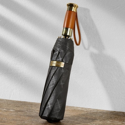 Regali d'affari Ombrello retro a manico in legno con protezione solare e piegatura automatica