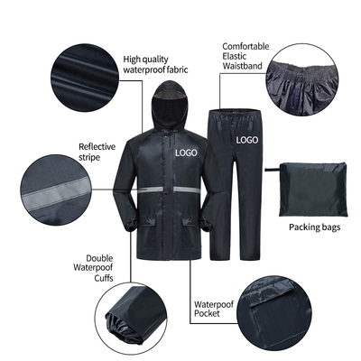 Logo personalizzato Work Rain Coat Giacca impermeabile da uomo per tutte le stagioni Abito da pioggia in due pezzi
