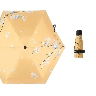Fuso di metallo rivestito d'oro Logo personalizzato 5 volte Mini ombrello da tasca UV per i viaggi