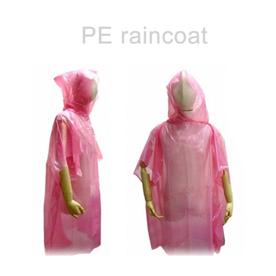 Mantello impermeabile monouso per donne adulti trasparente colorato di plastica pieghevole