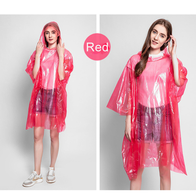 Mantello impermeabile monouso per donne adulti trasparente colorato di plastica pieghevole