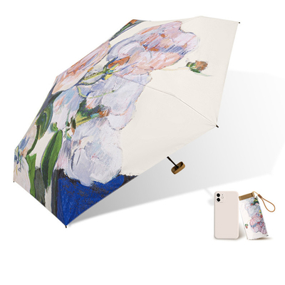 Ombrello Pieghevole Fiore di nascita Piccolo Windproof Rainproof UV-proof 5 Mini Capsula Pieghevole