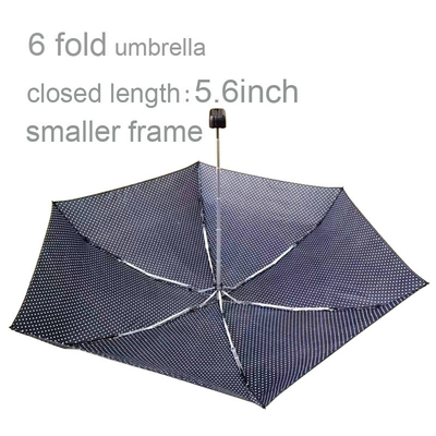 5.6 pollici di lunghezza pannello di rivestimento nero personalizzato ombrello 6 piegate logo di stampa personalizzato