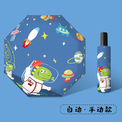 190T Pongee ombrello solare completamente automatico ombrello solare a doppio scopo per ragazze e bambini