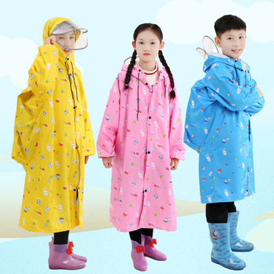 Cappotto da pioggia trasparente lungo Cappotto da pioggia per bambini a due cerniere con poncho a un pezzo