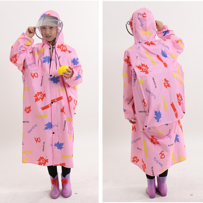 Cappotto da pioggia trasparente lungo Cappotto da pioggia per bambini a due cerniere con poncho a un pezzo