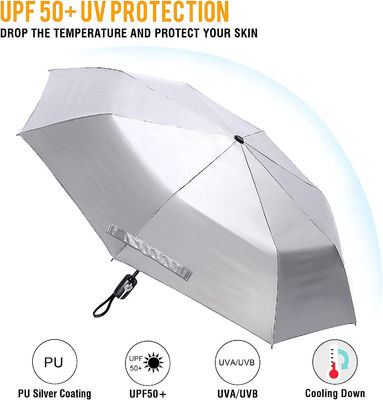 Poliestere UPF 50 Windproof Protezione solare Parasole da viaggio 46&quot; Rivestimento d'argento Parasole auto