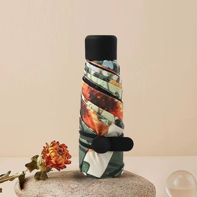 Copertina metallica dorata ombrello Diy stile giapponese e coreano 5 volte Mini tasca UV