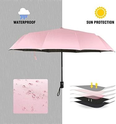 Metal Shaft Rosa ombrello da viaggio per donne ombrello da sole leggero apertura automatica