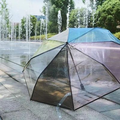 Femminile Piccolo Parasole Fresco Tre Pieghevole Umbrella 2023 Arcobaleno Trasparente 21 Pollici*8k