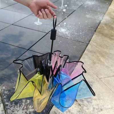 Femminile Piccolo Parasole Fresco Tre Pieghevole Umbrella 2023 Arcobaleno Trasparente 21 Pollici*8k