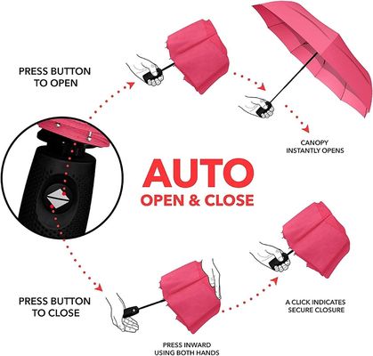 23 pollici * 10k Rosa in polvere colore falso doppio tetto ombrello da viaggio per una facile manipolazione