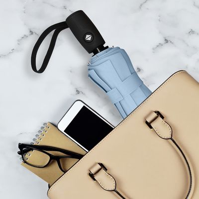 Ombrello da viaggio a doppia copertura Pongee 190T per protezione da pioggia e vento